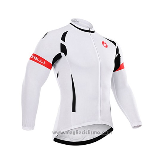 2015 Abbigliamento Ciclismo Castelli Bianco e Nero Manica Lunga e Salopette