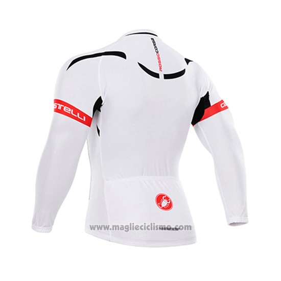2015 Abbigliamento Ciclismo Castelli Bianco e Nero Manica Lunga e Salopette