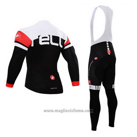 2015 Abbigliamento Ciclismo Castelli Scuro Bianco e Nero Manica Lunga e Salopette