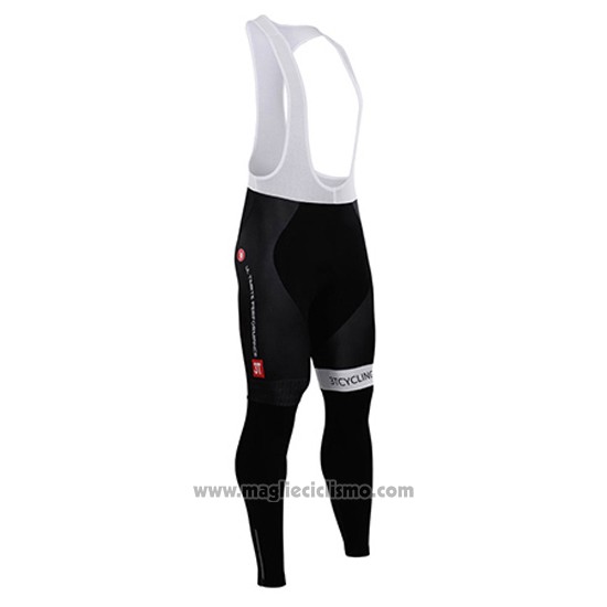 2015 Abbigliamento Ciclismo Castelli Scuro Bianco e Nero Manica Lunga e Salopette
