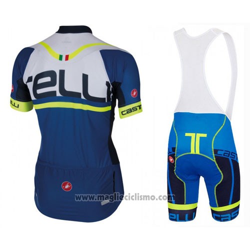 2016 Abbigliamento Ciclismo Castelli Blu Bianco Manica Corta e Salopette