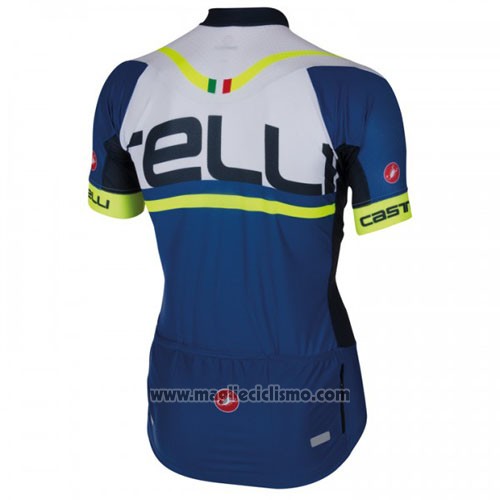 2016 Abbigliamento Ciclismo Castelli Blu Bianco Manica Corta e Salopette