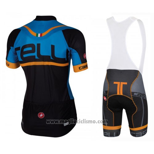 2016 Abbigliamento Ciclismo Castelli Blu Nero Manica Corta e Salopette