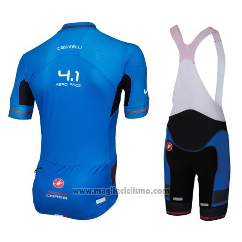 2016 Abbigliamento Ciclismo Castelli Nero e Celeste Manica Corta e Salopette
