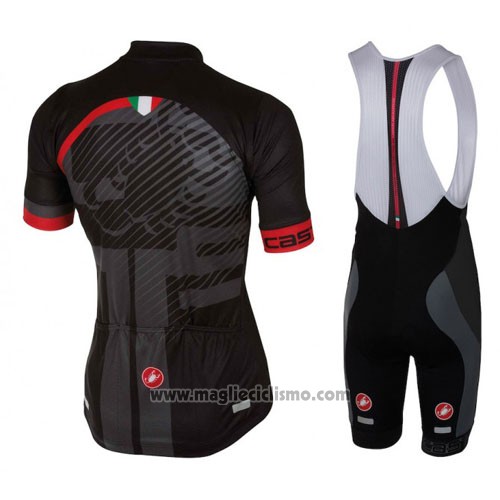 2016 Abbigliamento Ciclismo Castelli Rosso Nero Manica Corta e Salopette