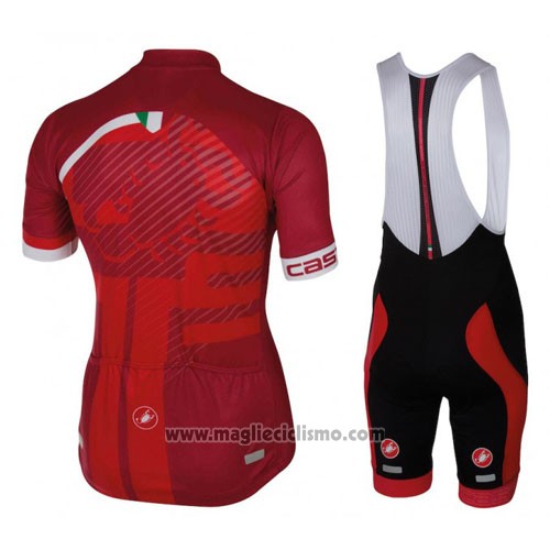 2016 Abbigliamento Ciclismo Castelli Rosso e Bianco Manica Corta e Salopette