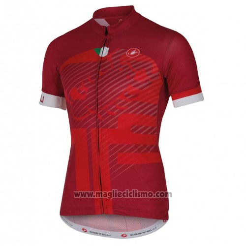 2016 Abbigliamento Ciclismo Castelli Rosso e Bianco Manica Corta e Salopette