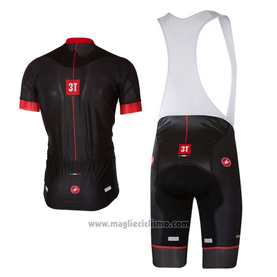 2017 Abbigliamento Ciclismo Castelli Aceso Nero e Rosso Manica Corta e Salopette