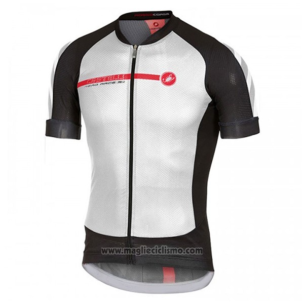 2017 Abbigliamento Ciclismo Castelli Aero Race Bianco e Nero Manica Corta e Salopette