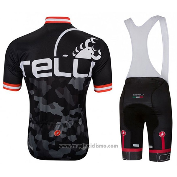 2017 Abbigliamento Ciclismo Castelli Attacco Nero Manica Corta e Salopette