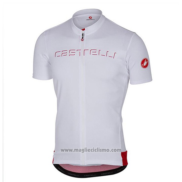 2017 Abbigliamento Ciclismo Castelli Bianco Manica Corta e Salopette