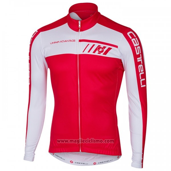 2017 Abbigliamento Ciclismo Castelli Bianco e Rosso Manica Lunga e Salopette