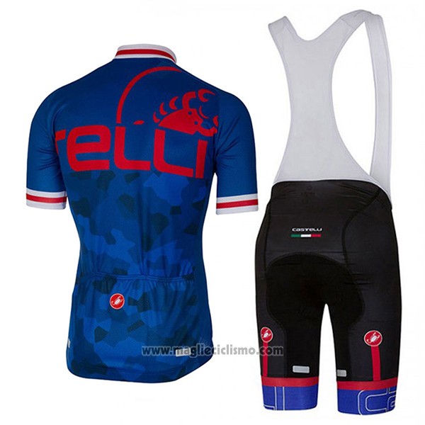 2017 Abbigliamento Ciclismo Castelli Blu e Rosso Manica Corta e Salopette
