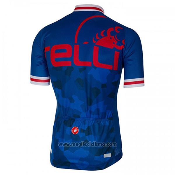2017 Abbigliamento Ciclismo Castelli Blu e Rosso Manica Corta e Salopette