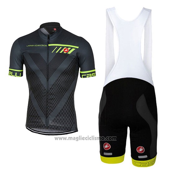 2017 Abbigliamento Ciclismo Castelli Scuro Grigio Manica Corta e Salopette