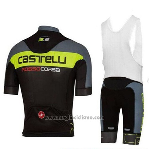 2017 Abbigliamento Ciclismo Castelli Verde e Nero Manica Corta e Salopette