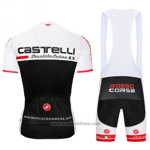 2018 Abbigliamento Ciclismo Castelli Bianco Nero Manica Corta e Salopette