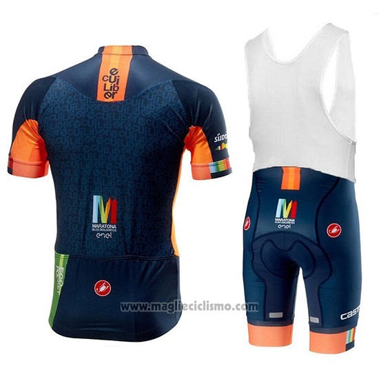 2018 Abbigliamento Ciclismo Castelli Maratona Dles Dolomites-Enel Blu Arancione Manica Corta e Salopette