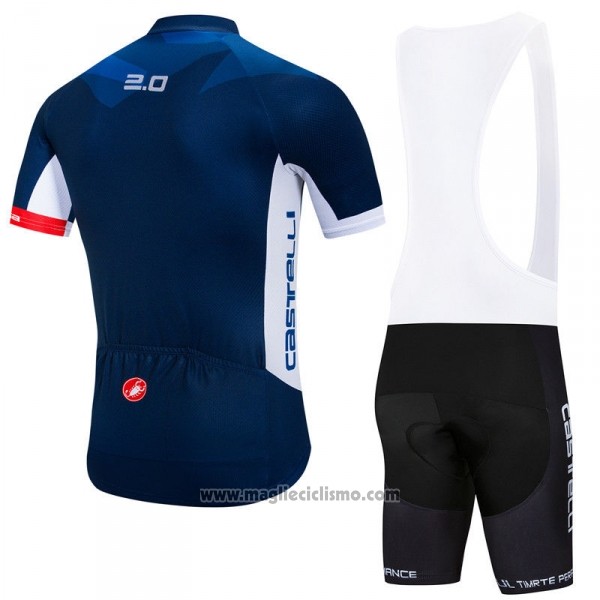 2018 Abbigliamento Ciclismo Castelli Spento Blu Manica Corta e Salopette