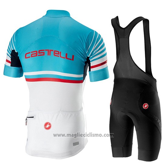 2019 Abbigliamento Ciclismo Castelli Free AR 4.1 Celeste Bianco Manica Corta e Salopette