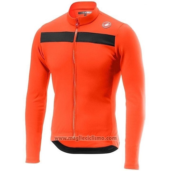 2019 Abbigliamento Ciclismo Castelli Puro 3 Arancione Nero Manica Lunga e Salopette