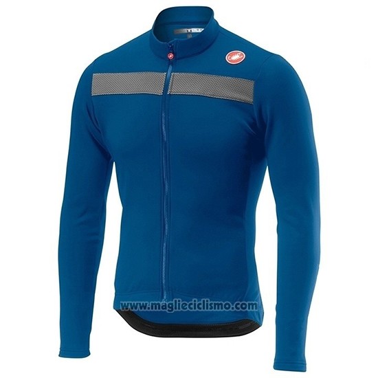 2019 Abbigliamento Ciclismo Castelli Puro 3 Blu Nero Manica Lunga e Salopette