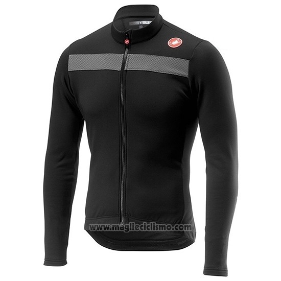 2019 Abbigliamento Ciclismo Castelli Puro 3 Grigio Nero Manica Lunga e Salopette