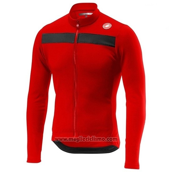 2019 Abbigliamento Ciclismo Castelli Puro 3 Rosso Nero Manica Lunga e Salopette