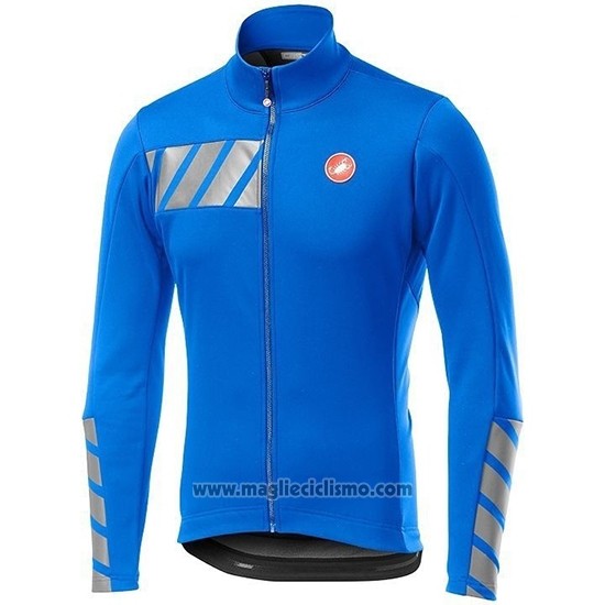 2019 Abbigliamento Ciclismo Castelli Raddoppia 2 Blu Argentato Manica Lunga e Salopette
