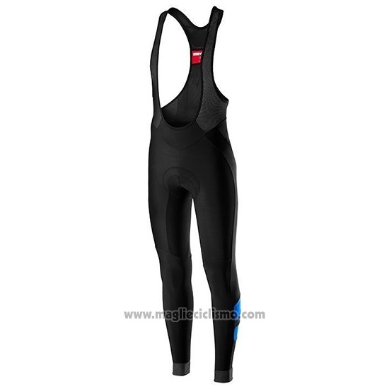 2019 Abbigliamento Ciclismo Castelli Raddoppia 2 Blu Argentato Manica Lunga e Salopette