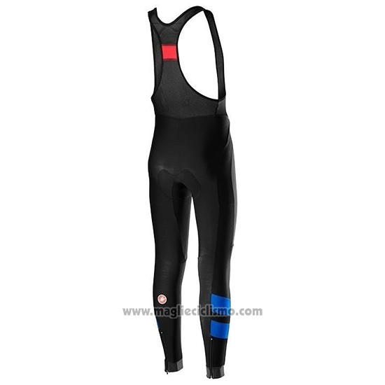 2019 Abbigliamento Ciclismo Castelli Raddoppia 2 Blu Argentato Manica Lunga e Salopette