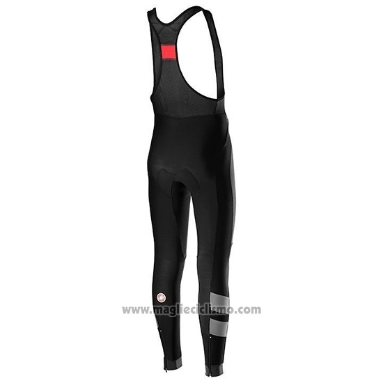 2019 Abbigliamento Ciclismo Castelli Raddoppia 2 Grigio Argentato Manica Lunga e Salopette