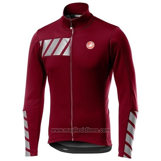 2019 Abbigliamento Ciclismo Castelli Raddoppia 2 Rosso Argentato Manica Lunga e Salopette