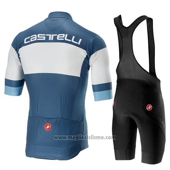 2019 Abbigliamento Ciclismo Castelli Ruota Blu Bianco Manica Corta e Salopette