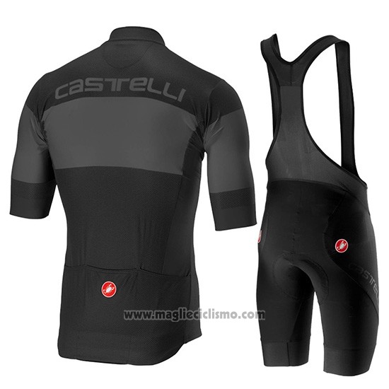 2019 Abbigliamento Ciclismo Castelli Ruota Nero Grigio Manica Corta e Salopette