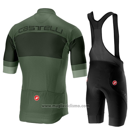 2019 Abbigliamento Ciclismo Castelli Ruota Nero Verde Manica Corta e Salopette