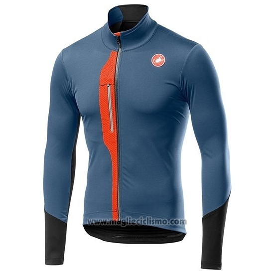 2019 Abbigliamento Ciclismo Castelli TRAS Blu Arancione Manica Lunga e Salopette