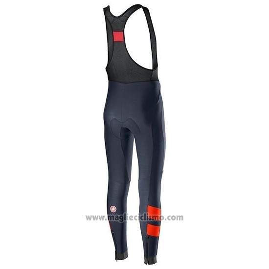 2019 Abbigliamento Ciclismo Castelli TRAS Blu Arancione Manica Lunga e Salopette