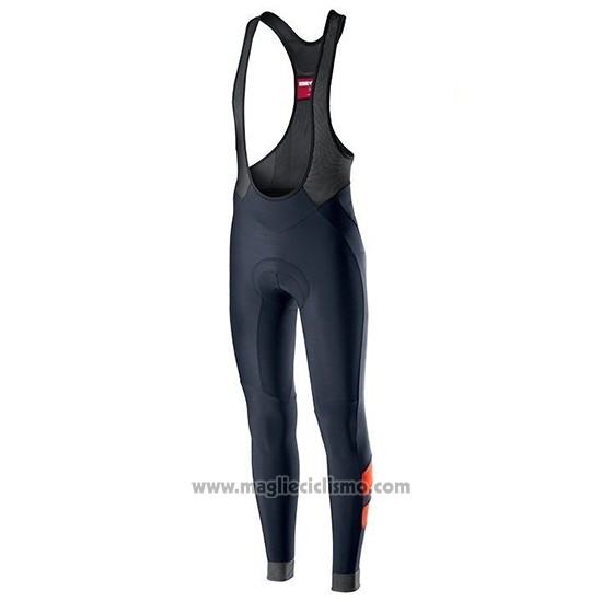 2019 Abbigliamento Ciclismo Castelli TRAS Nero Argentato Manica Lunga e Salopette