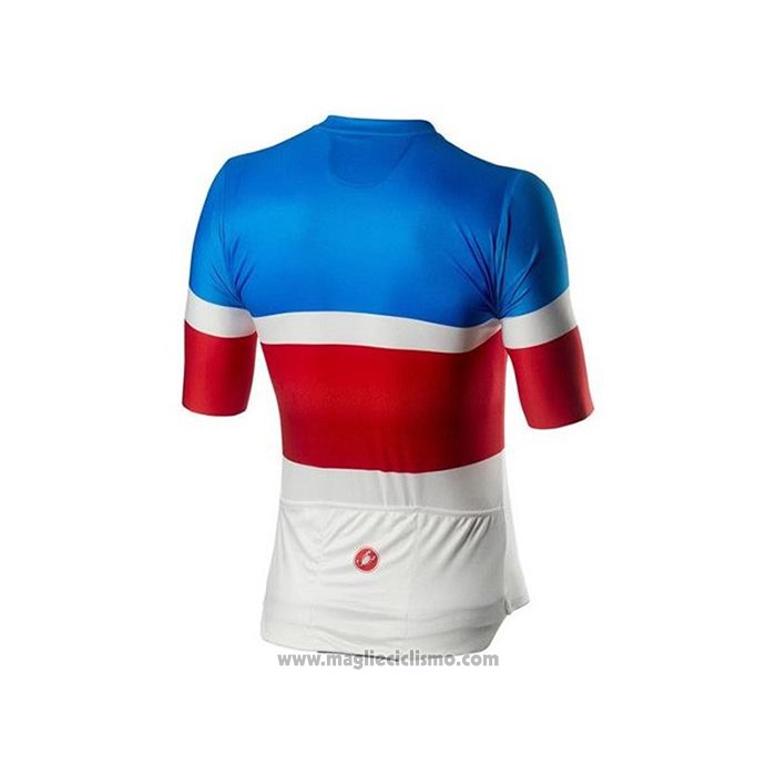 2020 Abbigliamento Ciclismo Castelli Blu Rosso Bianco Manica Corta e Salopette