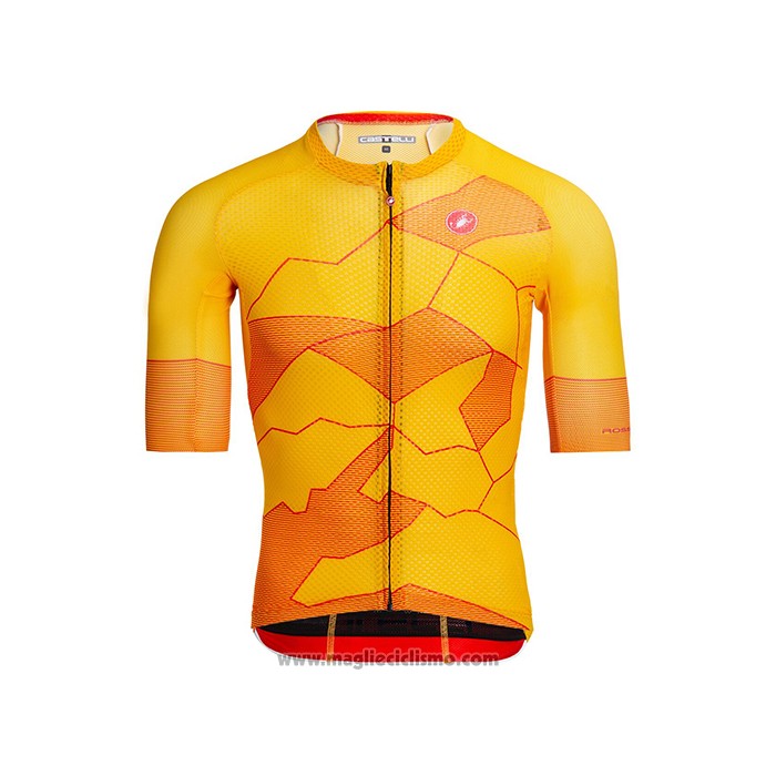 2021 Abbigliamento Ciclismo Castelli Giallo Arancione Manica Corta e Salopette