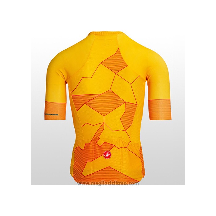 2021 Abbigliamento Ciclismo Castelli Giallo Arancione Manica Corta e Salopette