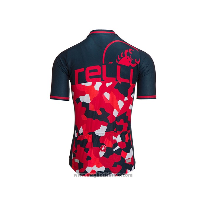 2021 Abbigliamento Ciclismo Castelli Rosso Spento Blu Manica Corta e Salopette