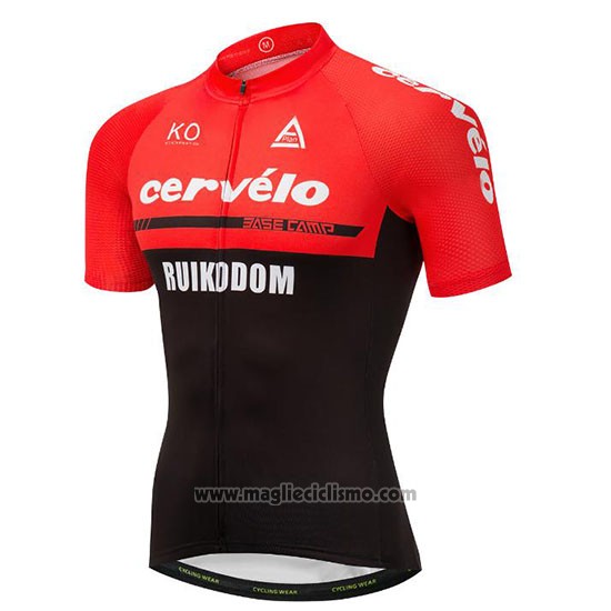 2018 Abbigliamento Ciclismo Cervelo Rosso e Nero Manica Corta e Salopette