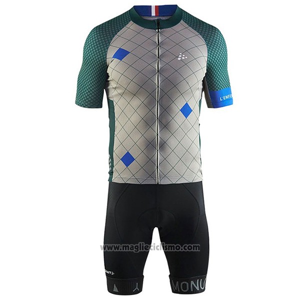 2017 Abbigliamento Ciclismo Craft Monuments Argentato e Verde Manica Corta e Salopette