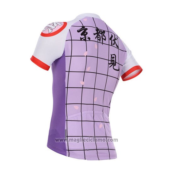 2014 Abbigliamento Ciclismo Fox Cyclingbox Bianco e Viola Manica Corta e Salopette