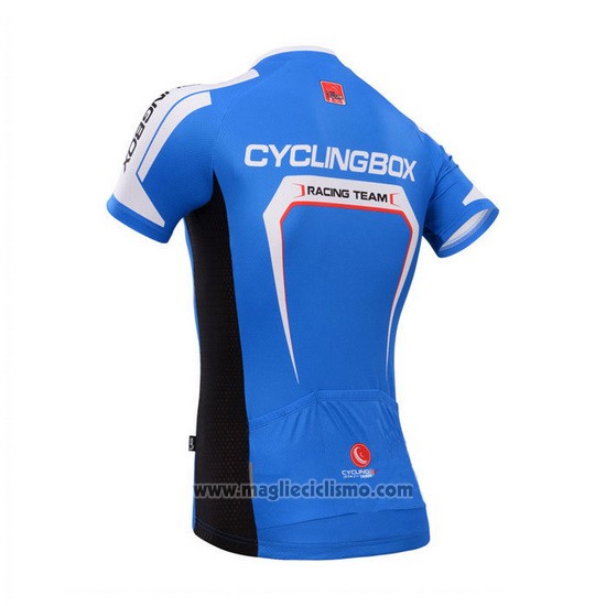 2014 Abbigliamento Ciclismo Fox Cyclingbox Blu e Bianco Manica Corta e Salopette