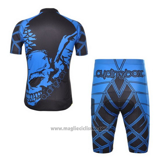 2014 Abbigliamento Ciclismo Fox Cyclingbox Nero e Blu Manica Corta e Salopette