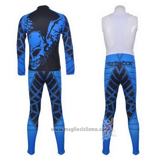 2014 Abbigliamento Ciclismo Fox Cyclingbox Nero e Blu Manica Lunga e Salopette