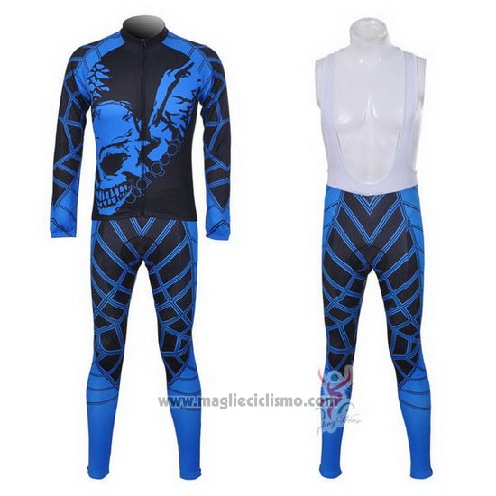 2014 Abbigliamento Ciclismo Fox Cyclingbox Nero e Blu Manica Lunga e Salopette